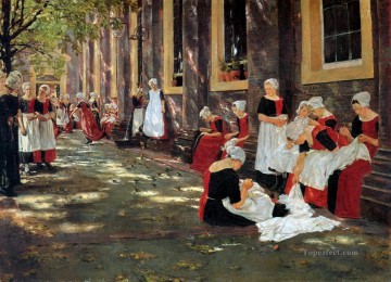 アムステルダム孤児院での自由時間 1876 マックス・リーバーマン ドイツ印象派 Oil Paintings